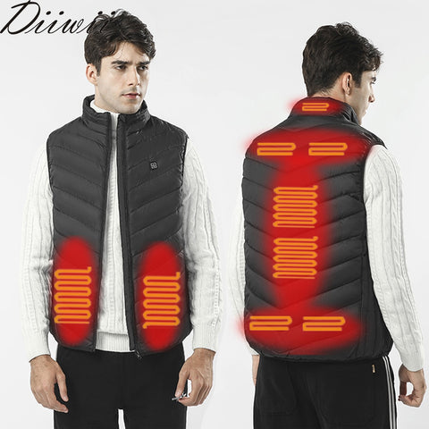 DiiWii Men Autumn winter Smart heating Cotton Vest USB Infrared Electric Heating Vest Women Outdoor Flexible Thermal Warm Jacket